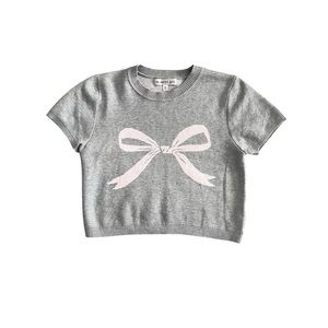 Madden Girl pink bow gray crop top - Juniors XL
